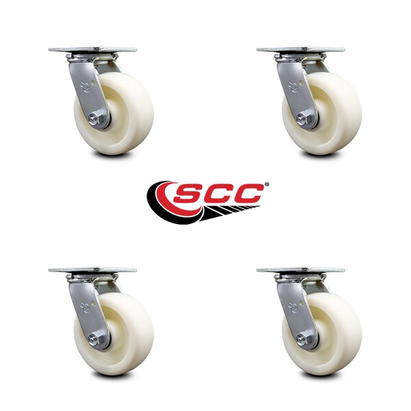 5 Inch Nylon Wheel Swivel Caster Set With Ball Bearings